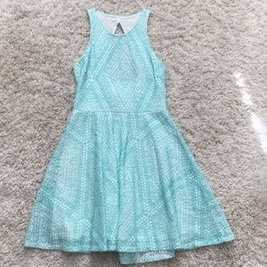 Bright green and white dress